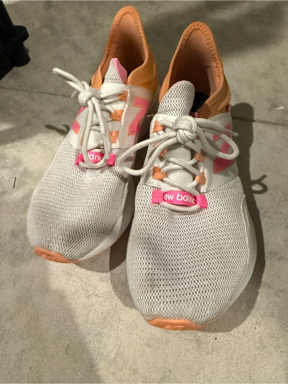 New Balance Women White Sneakers with Pink & Orange Details